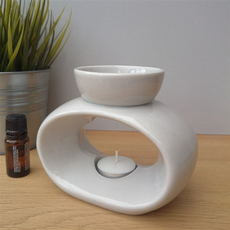 Grey Elegance Ceramic Wax Melt Burner Melter - Grey Wax Melt Burner UK - Pearly Scents - www.pearlyscents.com