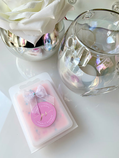 Pearl Glass Wax Melt Burner UK - Pink Pearl, Grey/Blue Pearl, Clear Pearl Glass Wax Burner - Pearly Scents - www.pearlyscents.com